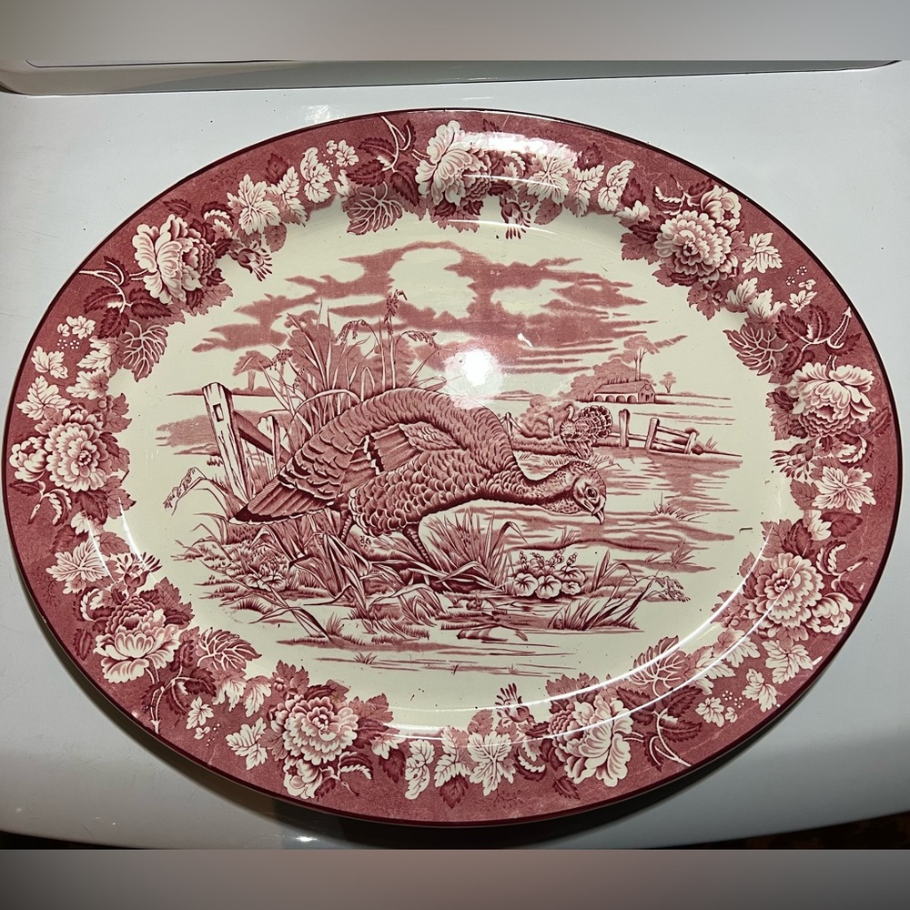 Vintage Enoch Wood & Sons England Staffordshire Pottery Turkey Serving Platter